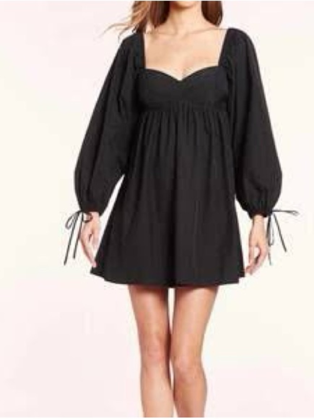 Amanda Uprichard Black Puff Sleeve Mini Dress